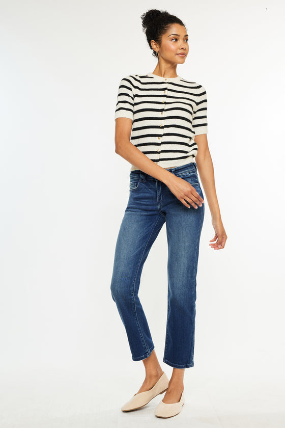 Dolores Mid Rise Slim Straight Leg Fit Jeans - Official Kancan USA
