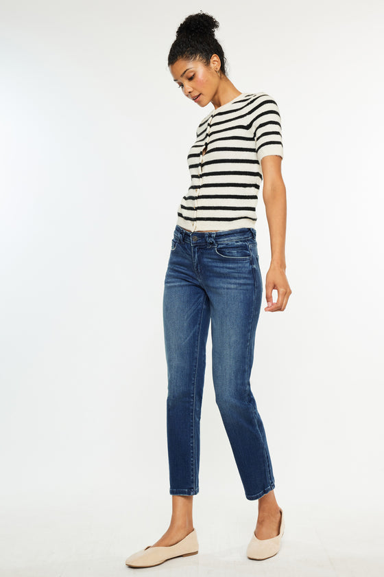 Dolores Mid Rise Slim Straight Leg Fit Jeans - Official Kancan USA