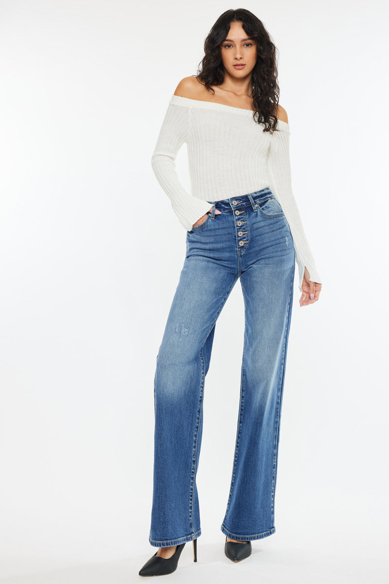 Celine High Rise 90's Flare Jeans – KanCan Retro Fit – Kancan USA