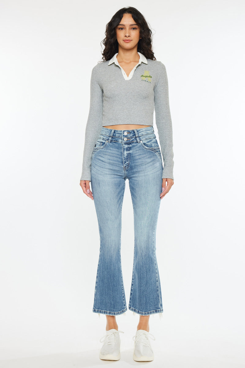 Belle High Rise Crop Bootcut Jeans – Kancan USA