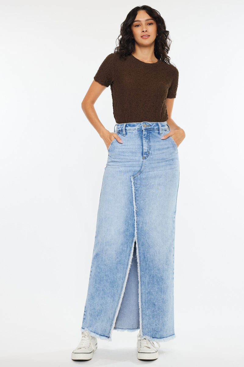 DIANTE ROLL SLIT DENIM SKIRT