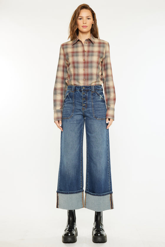 Beanie High Rise Ankle Wide Leg Jeans - Official Kancan USA