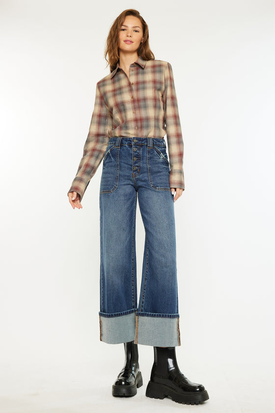 Beanie High Rise Ankle Wide Leg Jeans - Official Kancan USA