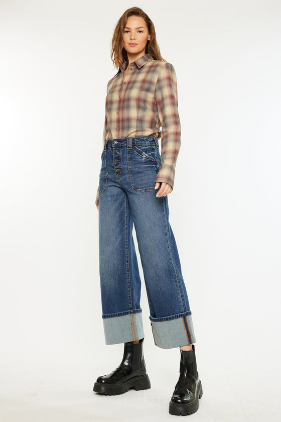 Beanie High Rise Ankle Wide Leg Jeans - Official Kancan USA
