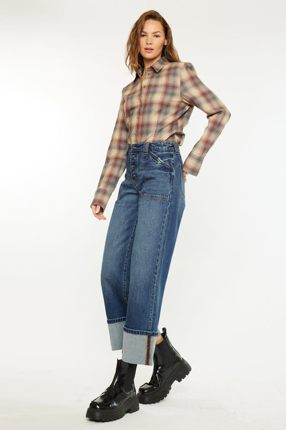 Beanie High Rise Ankle Wide Leg Jeans - Official Kancan USA