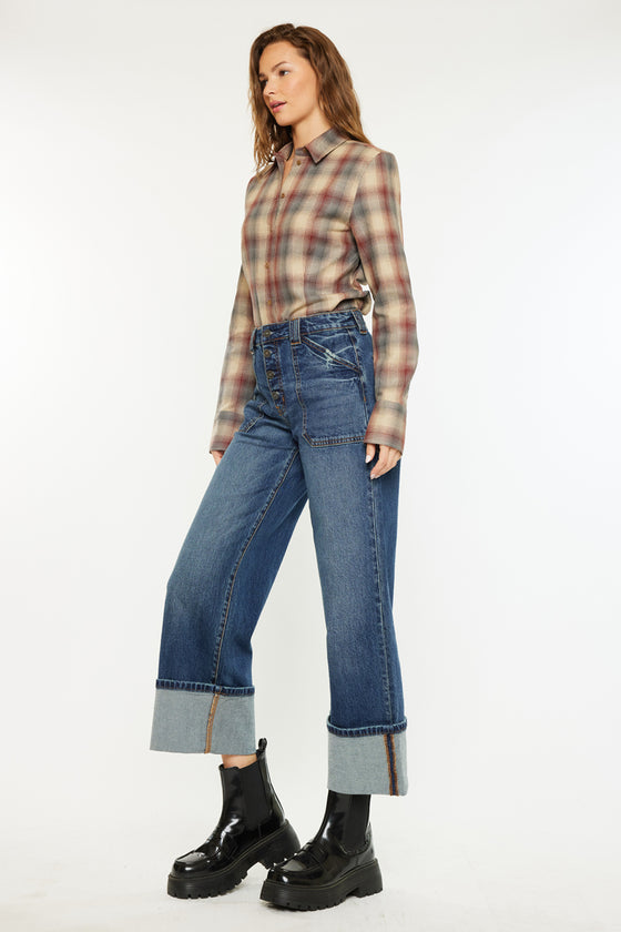 Beanie High Rise Ankle Wide Leg Jeans - Official Kancan USA