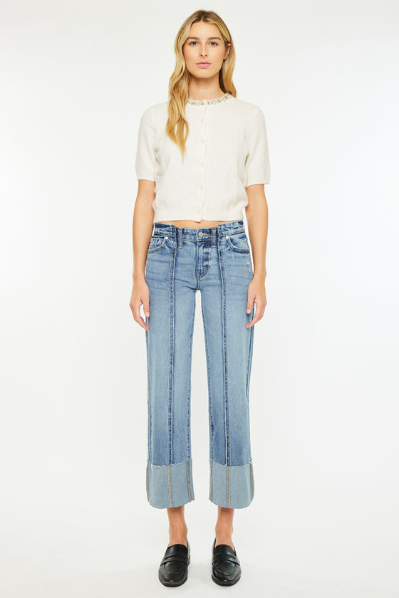 Margret Mid Rise Cropped Wide Leg Jeans - Official Kancan USA