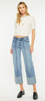 Margret Mid Rise Cropped Wide Leg Jeans - Official Kancan USA