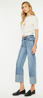 Margret Mid Rise Cropped Wide Leg Jeans - Official Kancan USA