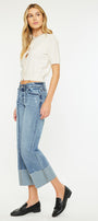 Margret Mid Rise Cropped Wide Leg Jeans - Official Kancan USA