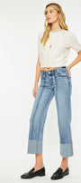 Margret Mid Rise Cropped Wide Leg Jeans - Official Kancan USA