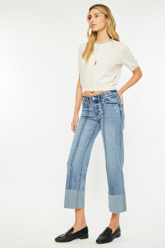 Margret Mid Rise Cropped Wide Leg Jeans - Official Kancan USA