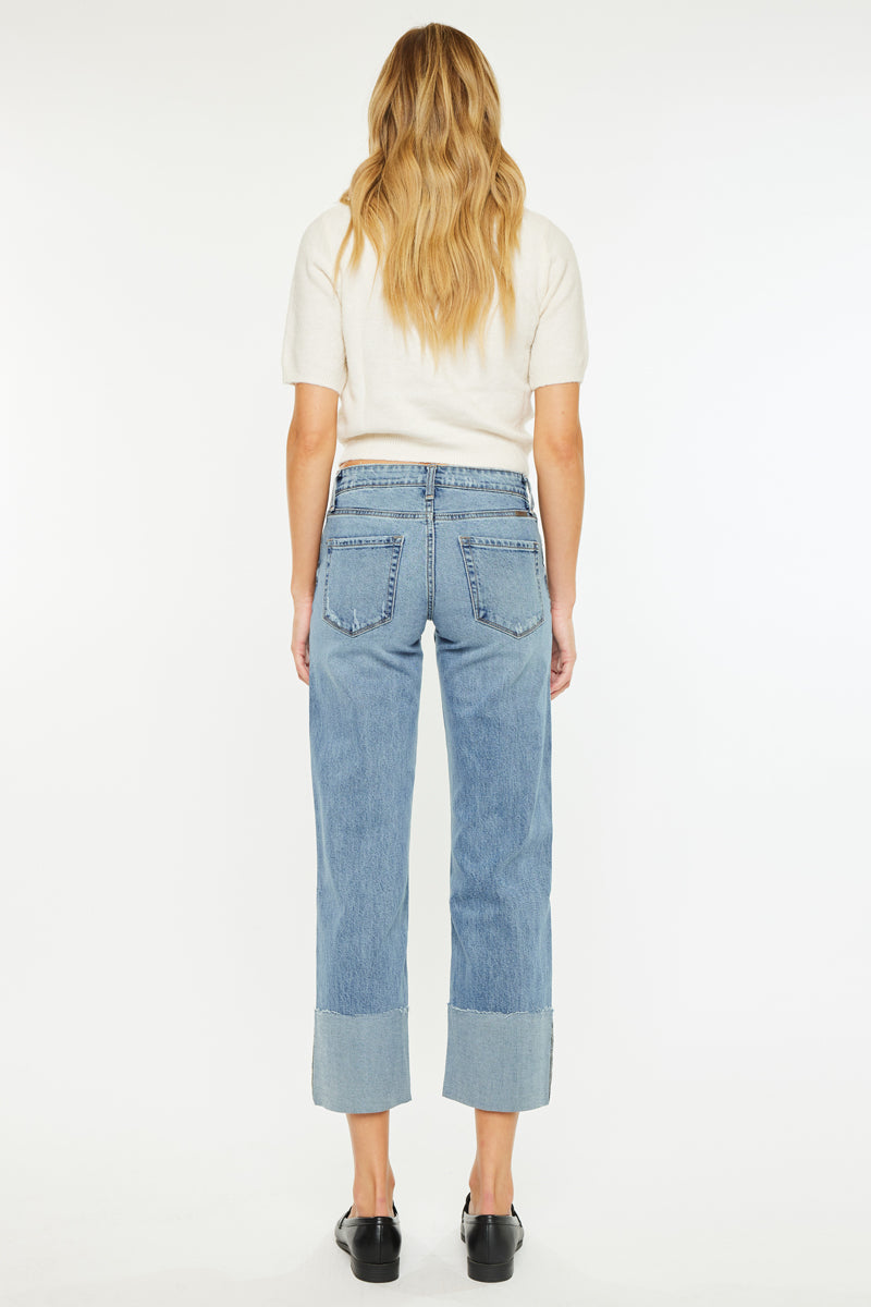 Margret Mid Rise Cropped Wide Leg Jeans - Official Kancan USA