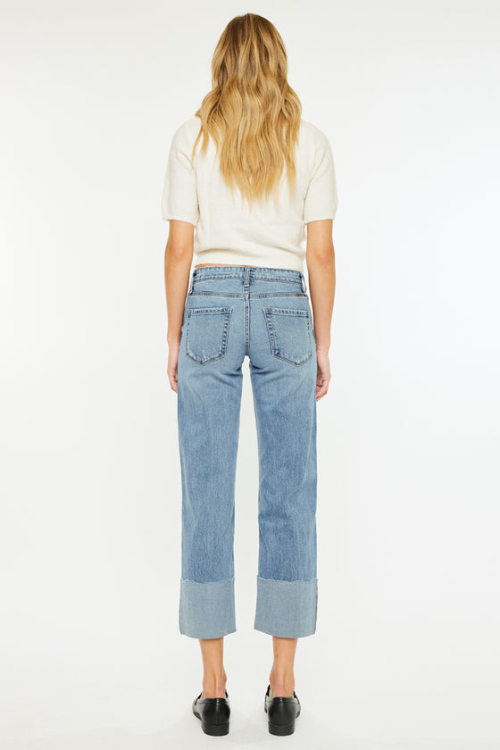 Margret Mid Rise Cropped Wide Leg Jeans - Official Kancan USA