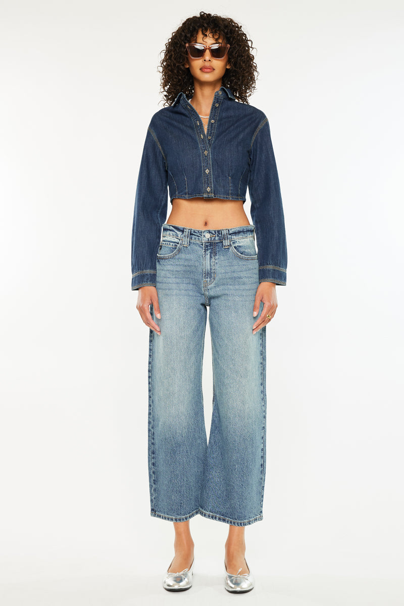 Daliah Mid Rise Loose Barrel Jeans - Official Kancan USA