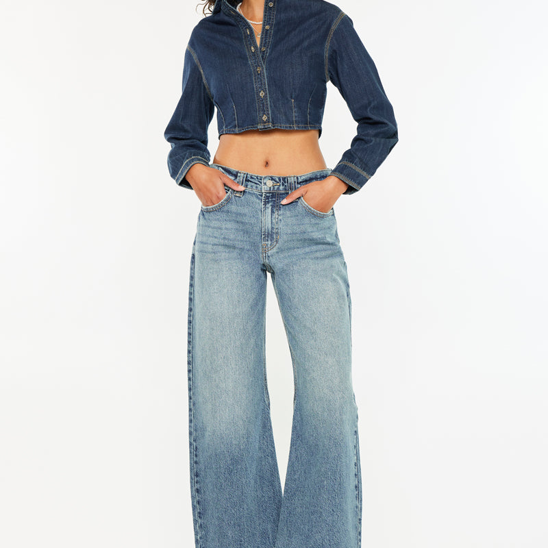 Daliah Mid Rise Loose Barrel Jeans - Official Kancan USA