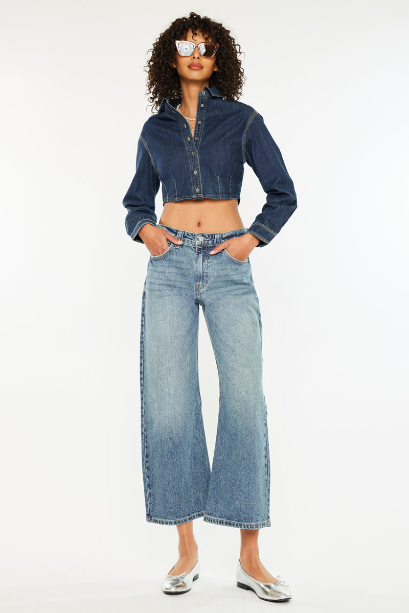 Daliah Mid Rise Loose Barrel Jeans - Official Kancan USA