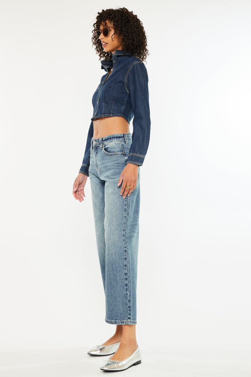 Daliah Mid Rise Loose Barrel Jeans - Official Kancan USA