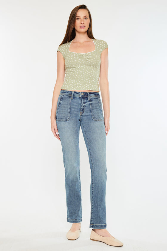 Rachelle Mid Rise Slim Straight Jeans