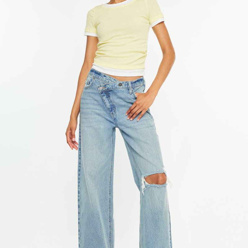 Cynn Low Slung Crossover Wide Jeans - Official Kancan USA