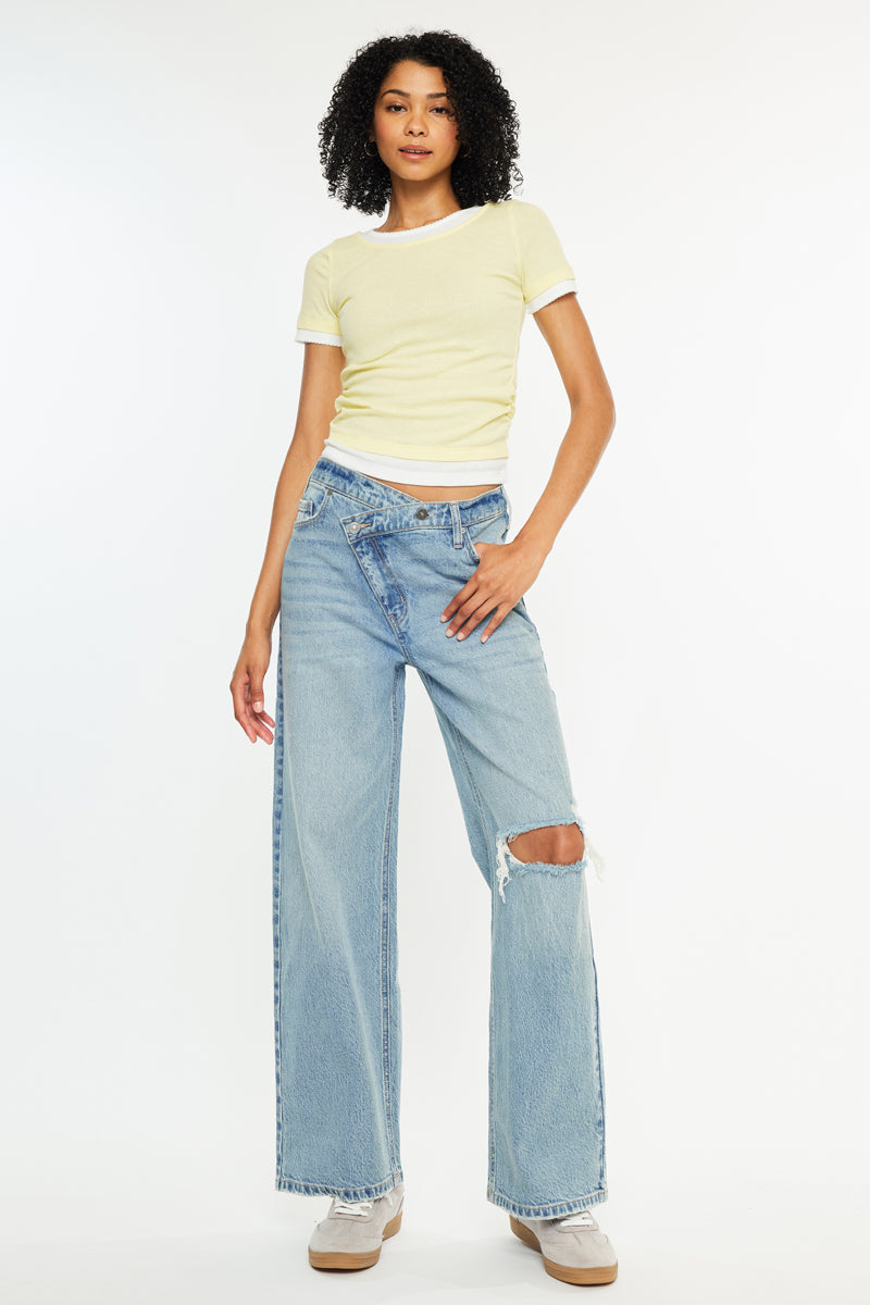 Cynn Low Slung Crossover Wide Jeans - Official Kancan USA