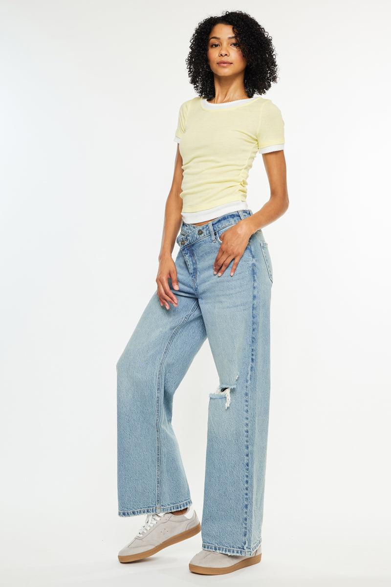 Cynn Low Slung Crossover Wide Jeans - Official Kancan USA
