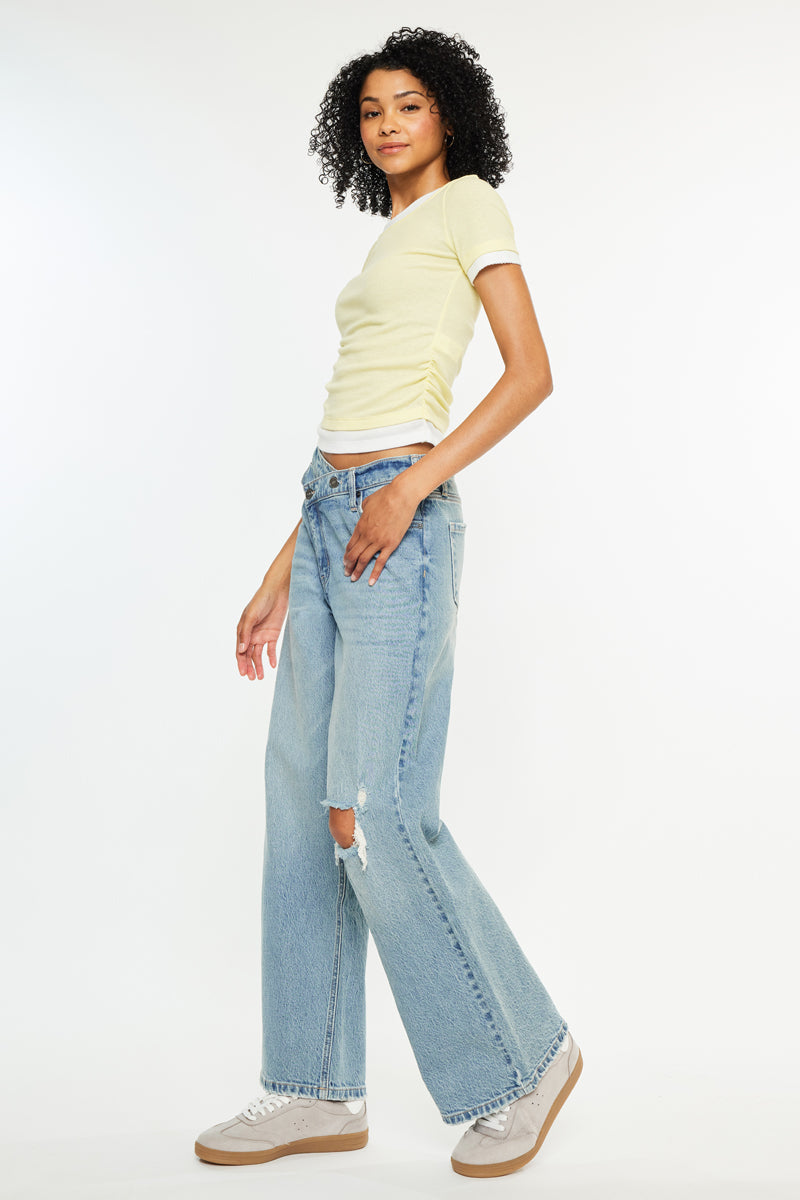 Cynn Low Slung Crossover Wide Jeans - Official Kancan USA