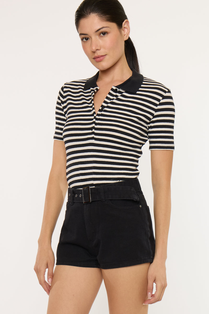 Abby High Rise Belted Shorts - Official Kancan USA