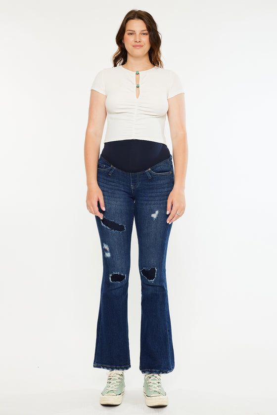 Fidely Maternity Patched Flare Jeans - Official Kancan USA