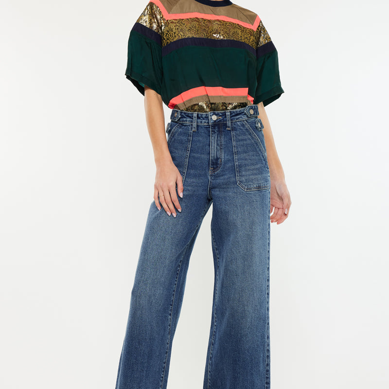 Haylee Ultra High Rise 90's Wide Leg Trousers Jeans - Official Kancan USA
