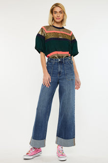  Haylee Ultra High Rise 90's Wide Leg Trousers Jeans - Official Kancan USA