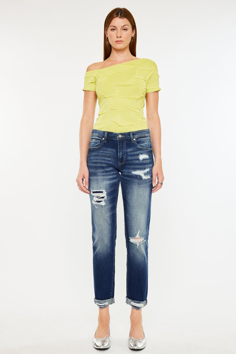 Alena Mid Rise Slim Boyfriend Jeans - Official Kancan USA