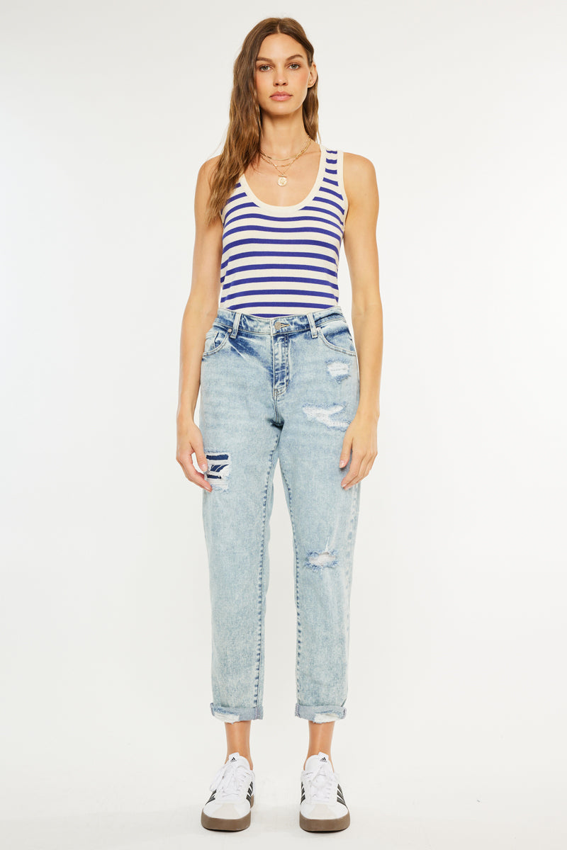 Alena Mid Rise Slim Boyfriend Jeans - Official Kancan USA
