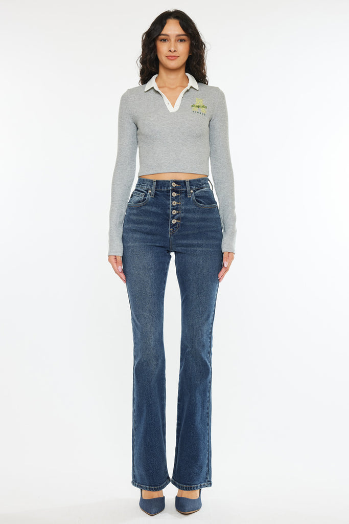 Zina High Rise Vintage Bootcut Denim with Comfort Stretch | Kancan USA