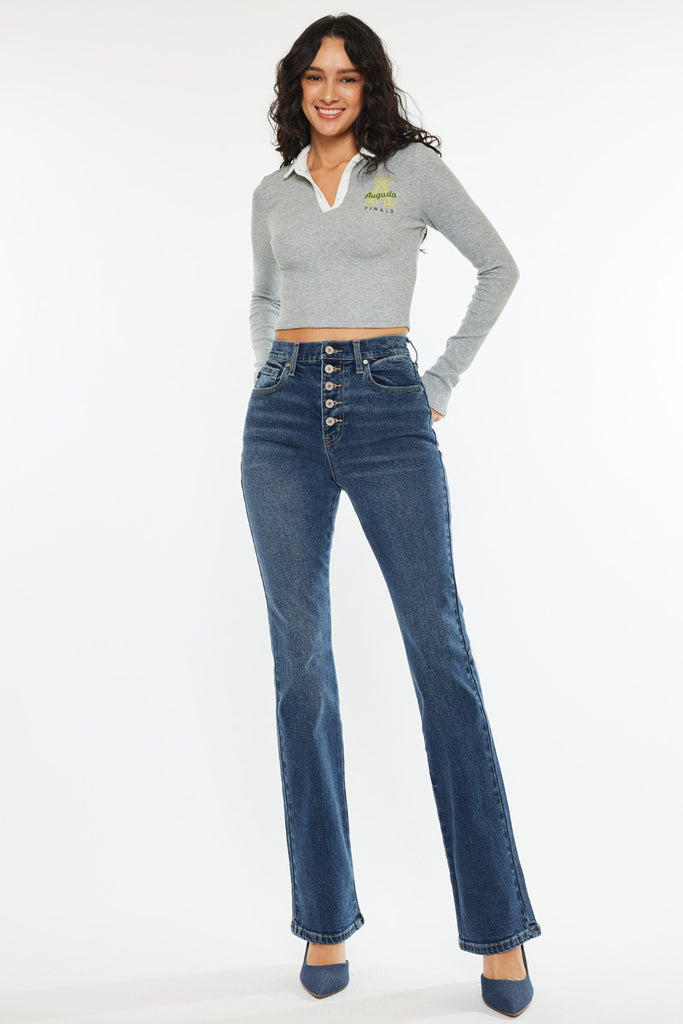 Zina High Rise Vintage Bootcut Denim with Comfort Stretch | Kancan USA
