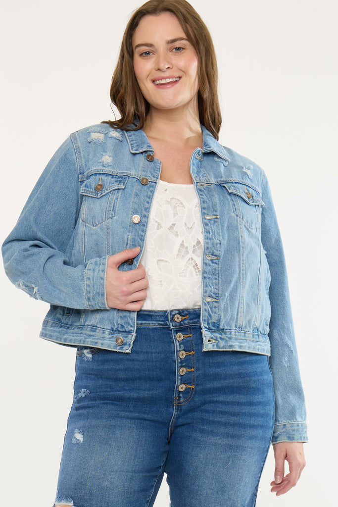 Aria Classic Trucker Denim Jacket (Plus Size) | Kancan USA