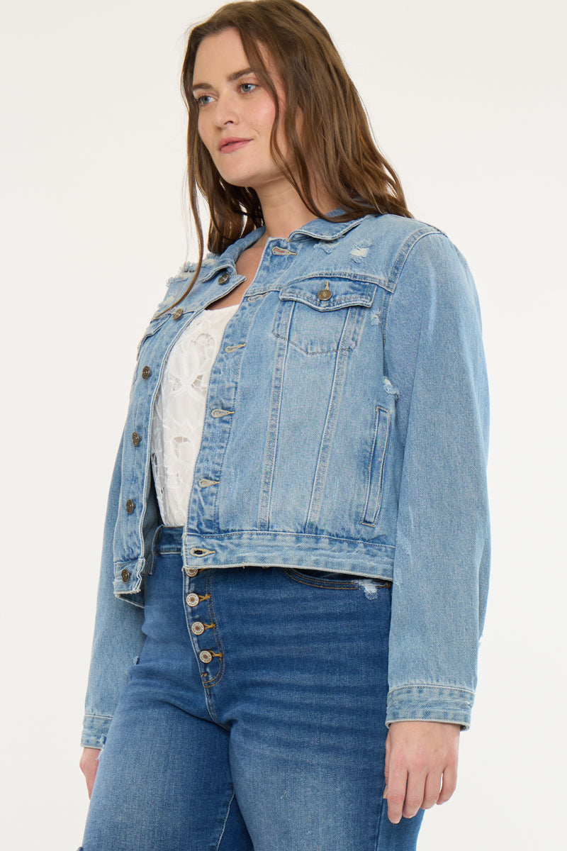 Aria Classic Trucker Denim Jacket (Plus Size) – Kancan USA
