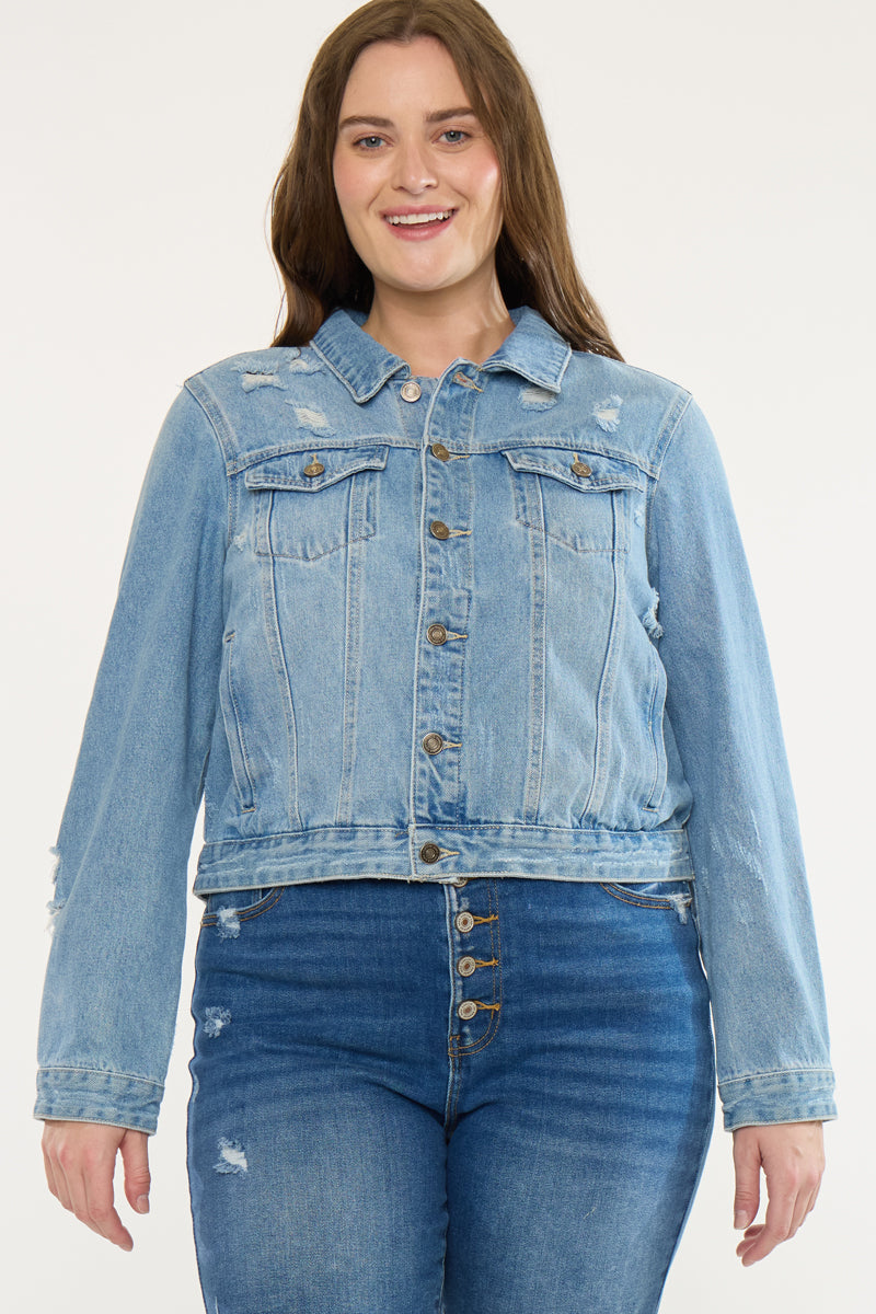 Aria Classic Trucker Denim Jacket (Plus Size) – Kancan USA