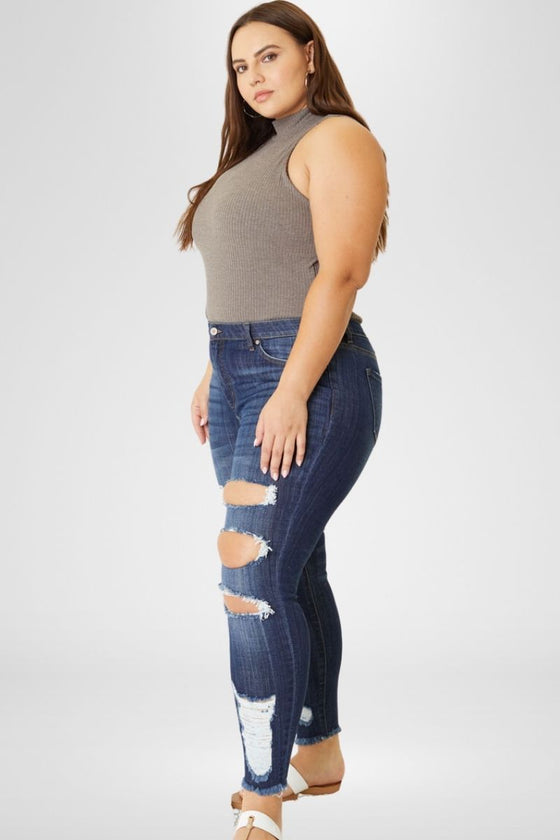 Penny Mid Rise Ankle Skinny Jeans (Plus Size) - Official Kancan USA