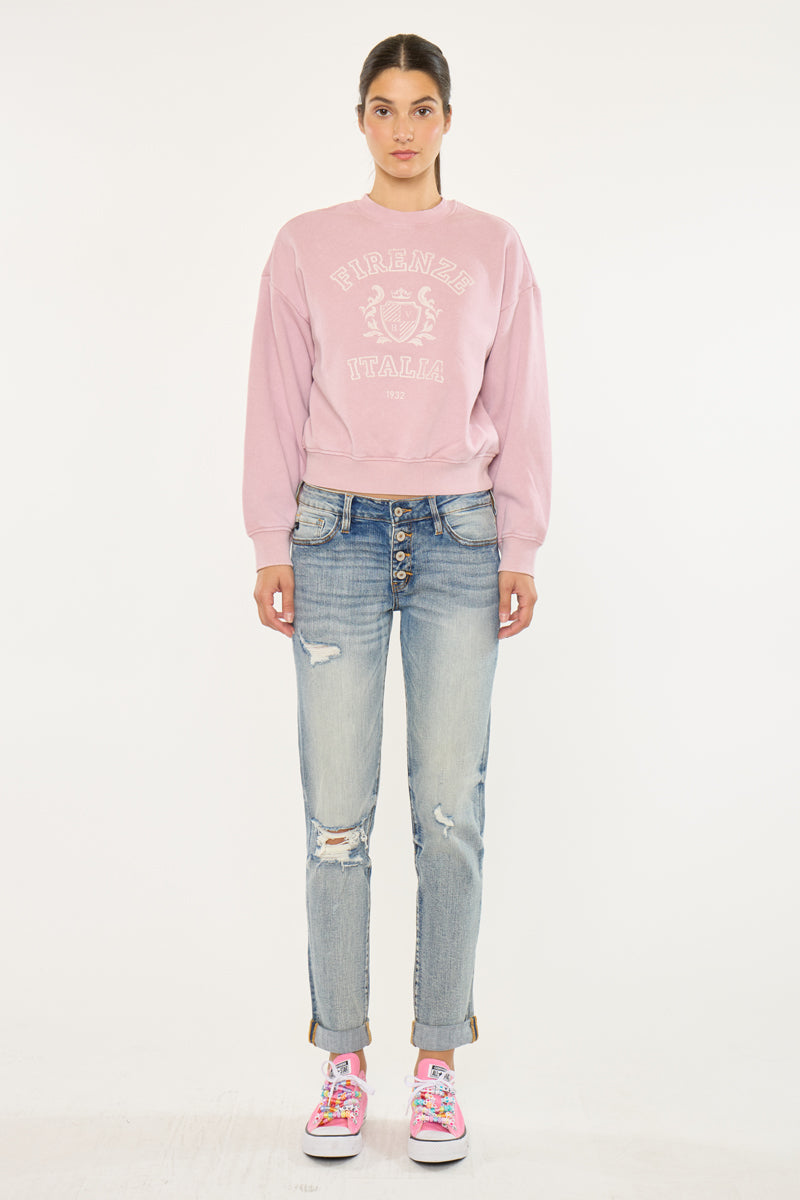 Clarie Mid Rise Boyfriend Jeans
