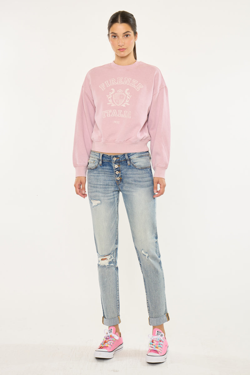 Clarie Mid Rise Boyfriend Jeans