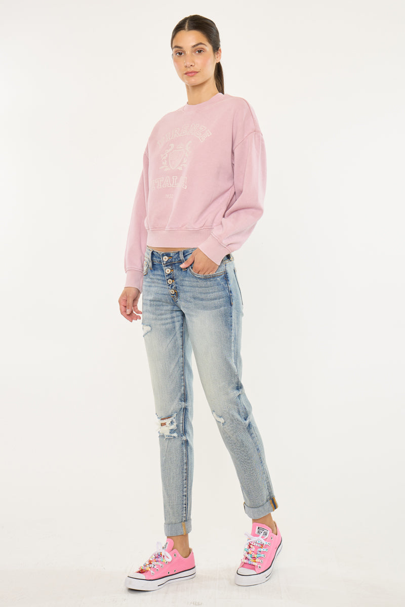 Clarie Mid Rise Boyfriend Jeans