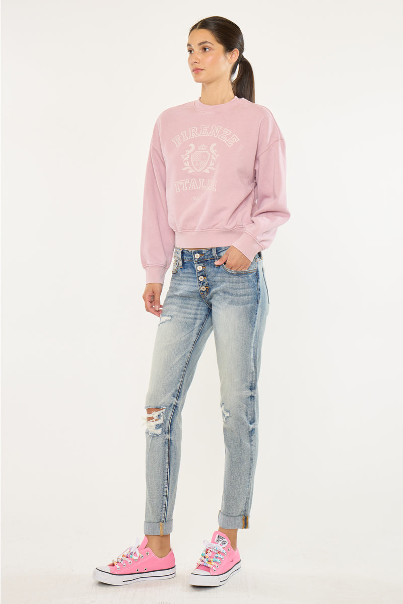 Clarie Mid Rise Boyfriend Jeans