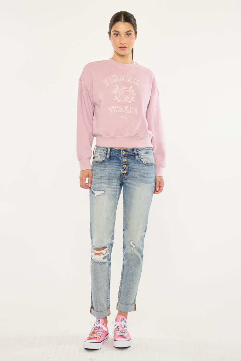 Clarie Mid Rise Boyfriend Jeans