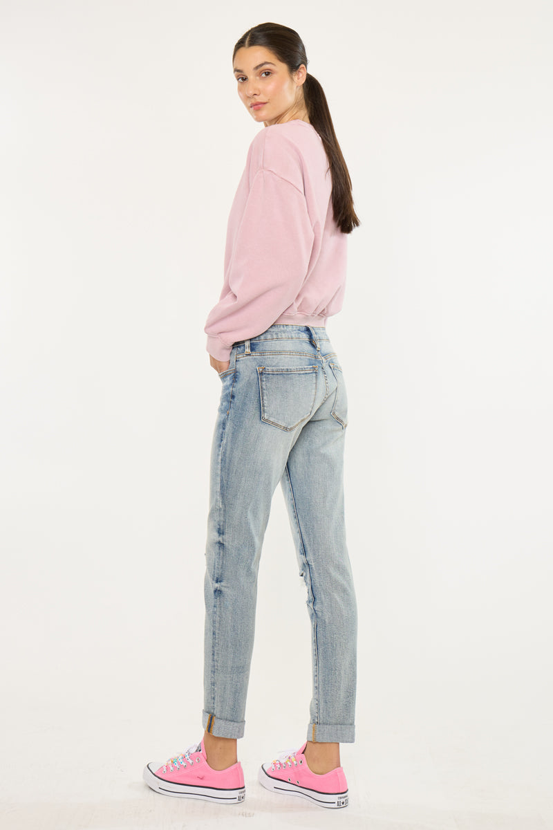 Clarie Mid Rise Boyfriend Jeans