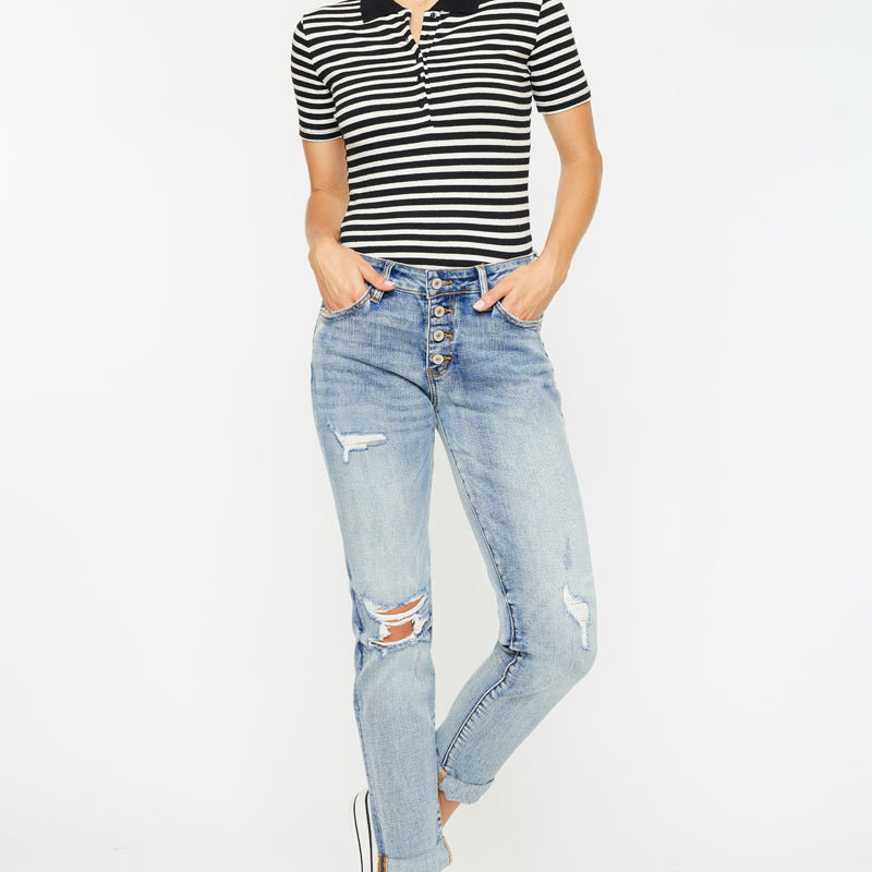 Clarie Mid Rise Boyfriend Jeans - Official Kancan USA