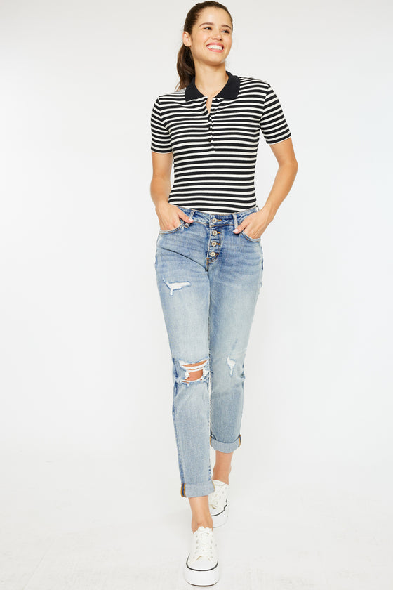 Clarie Mid Rise Boyfriend Jeans - Official Kancan USA