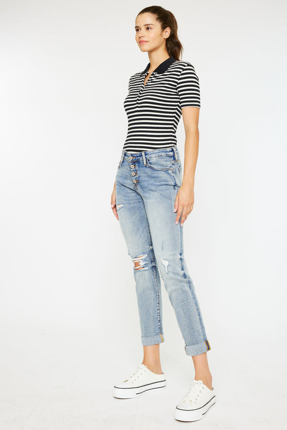 Clarie Mid Rise Boyfriend Jeans - Official Kancan USA