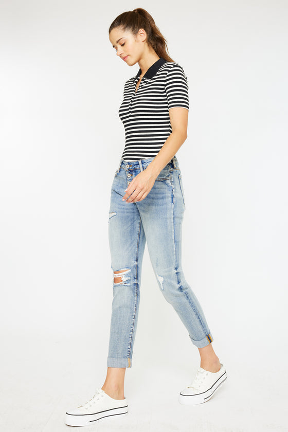 Clarie Mid Rise Boyfriend Jeans - Official Kancan USA