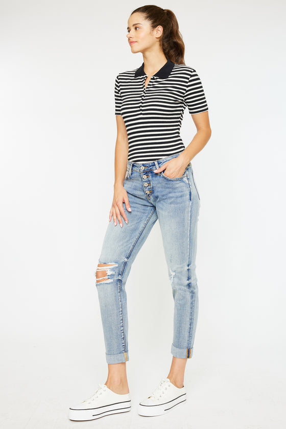 Clarie Mid Rise Boyfriend Jeans - Official Kancan USA